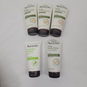 AVEENO Daily Moisturizing Face Cream, Facial Cleanser, Positively Scrub Bundle 5